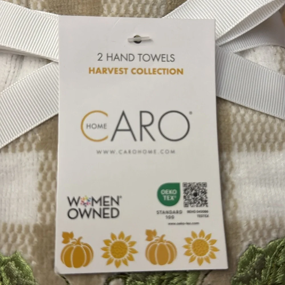 2pc CARO HOME Gingham Pumpkin Hand Towel Set With Fringe - CASLIN